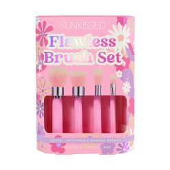 Sunkissed Flawless Brush Set  - Blusher Brush, Powder Brush, Blending Brush, Eyeshadow Brush, Makeup Bag